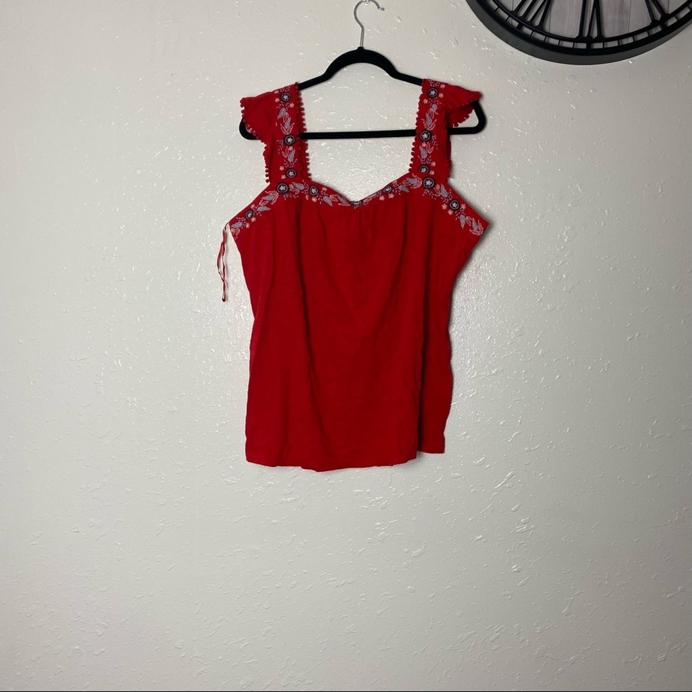Style &Co Embroidered Flutter Strap Tank Red XL - Picture 3 of 4
